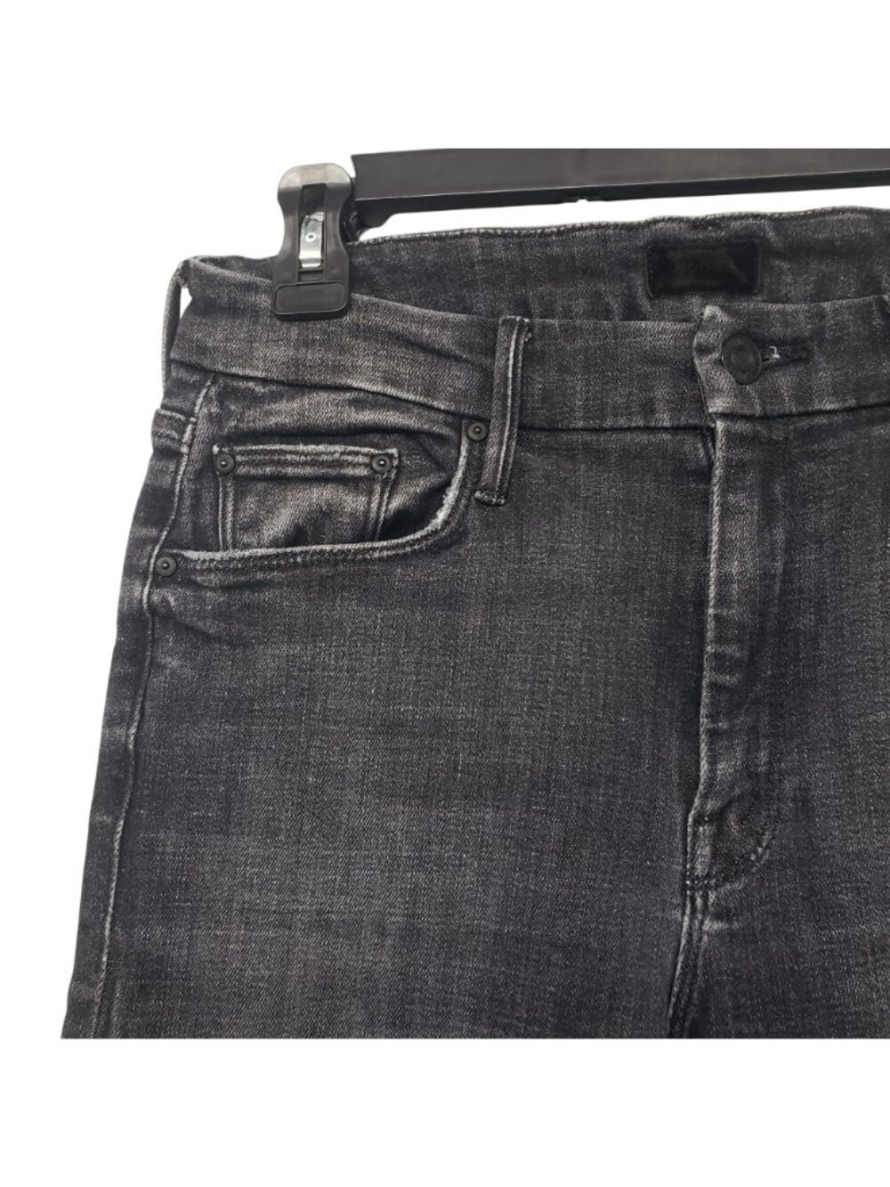 Mother The Looker Ankle Fray $208 Stargazing Faded Black Raw Hem Jeans 27 - Picture 11 of 14